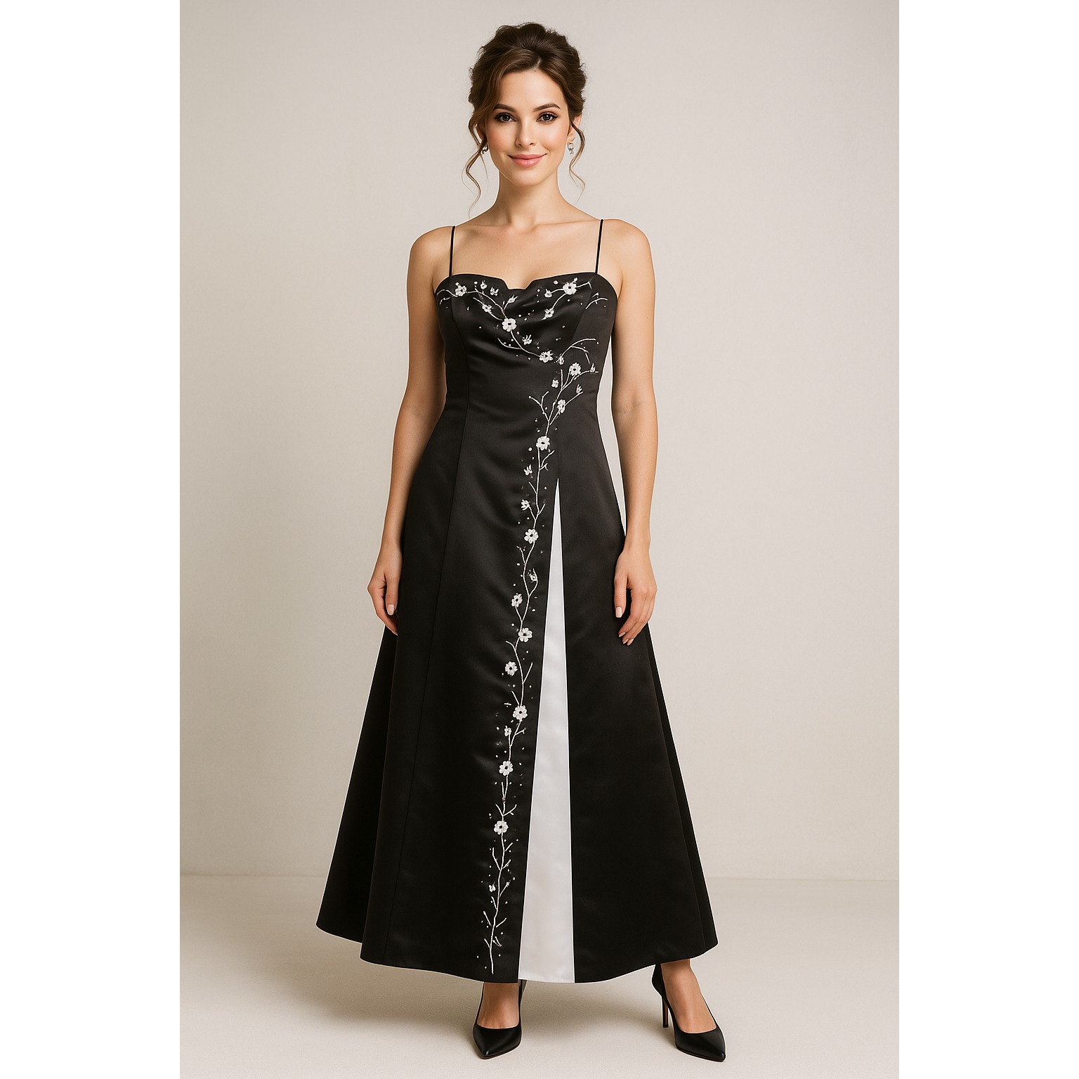 Y2k Niki Livas Maxi Dress Womens 10 Black Whimsigoth Satin Ball Gown Prom Fairy